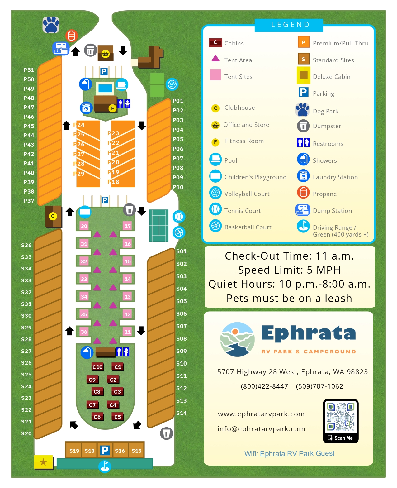 Small image of the Ephrata RV Park & Campground Park Map