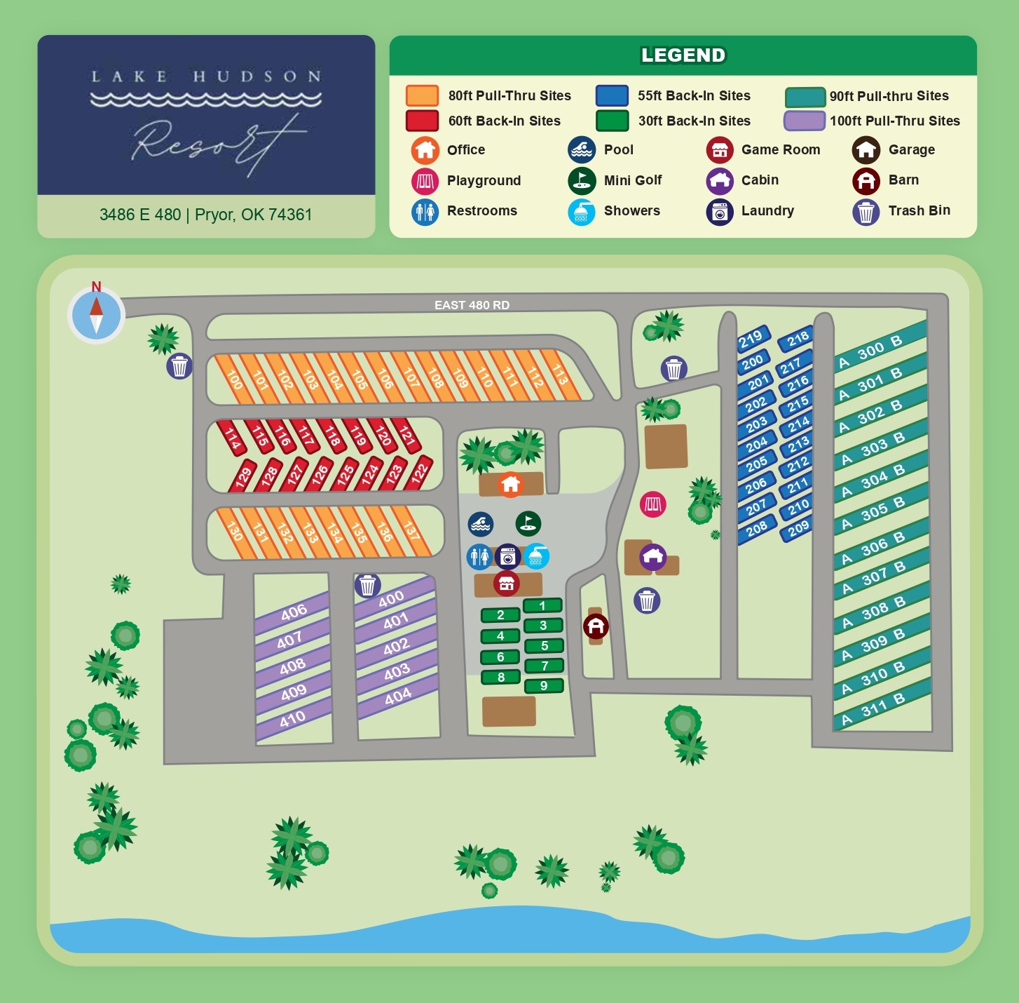 Park Map of Lake Hudson RV Park in Pryor, OK