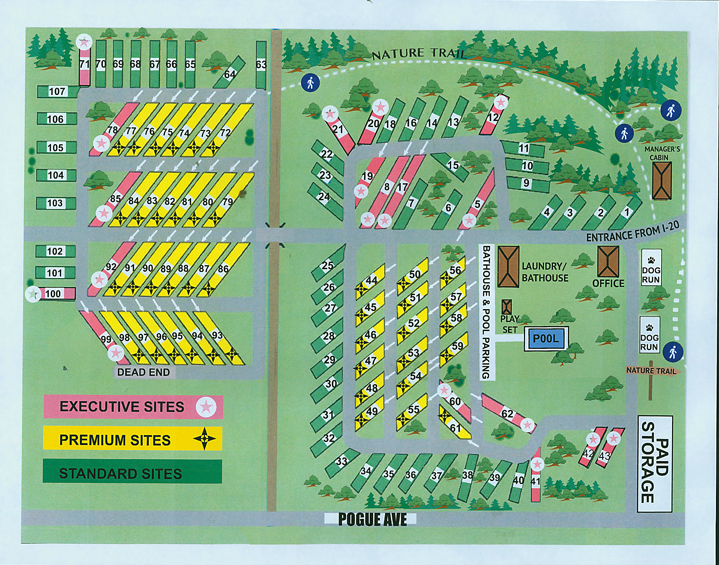 Park Map for Wandering Oaks RV Park in Eastland, TX